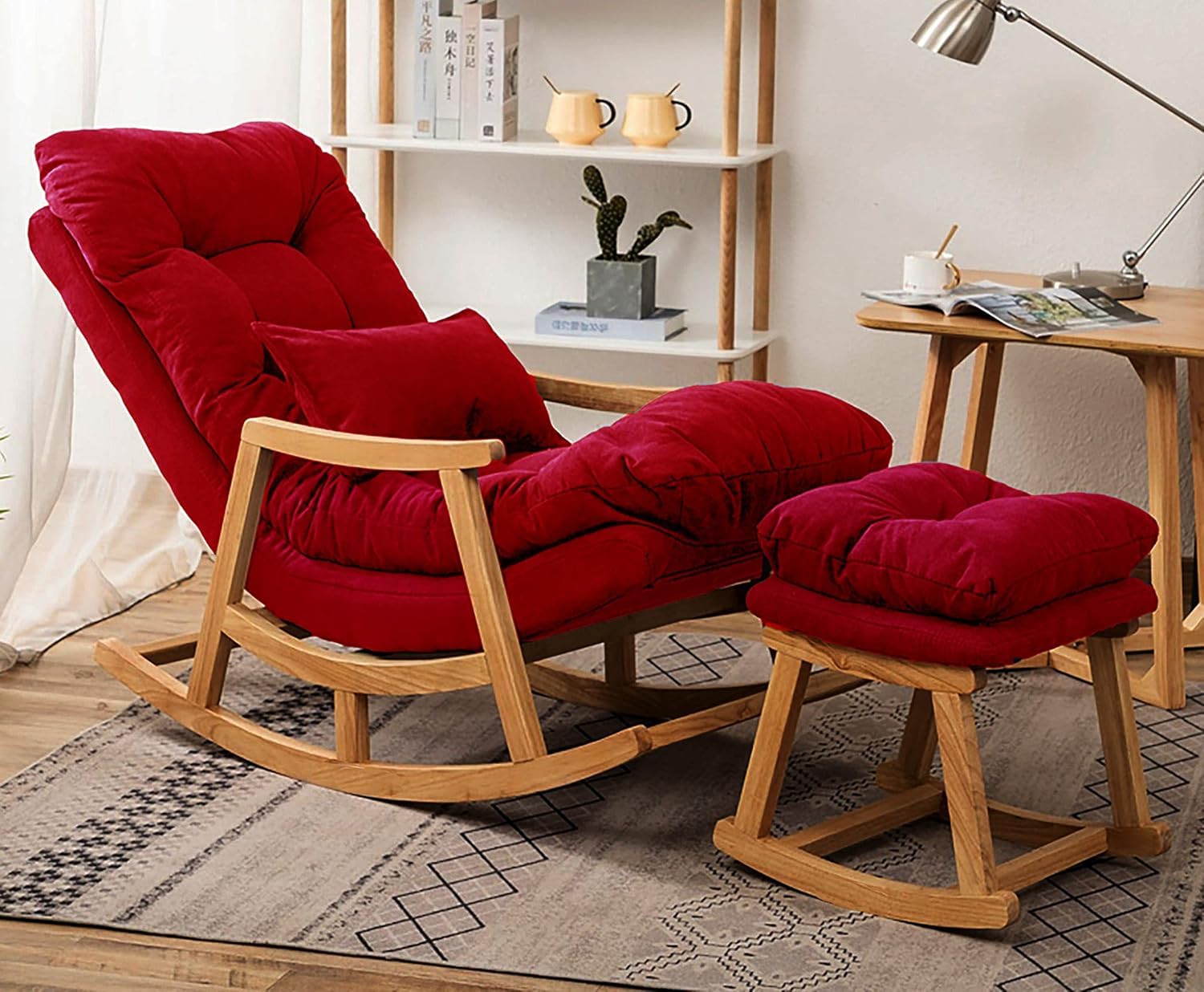 Furnish lap Rocking Chair in Red Color