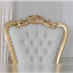 Furnish Lap Luxurious High Back throne Gold Leaf & Buttons Arm Chairs 1