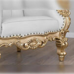 Furnish Lap Luxurious High Back throne Gold Leaf & Buttons Arm Chairs 2