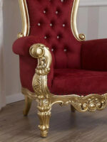 Furnish Lap Throne Armchair Golden Leaf Velvet Fabric 1