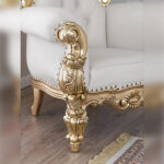 Furnish Lap Luxurious High Back throne Gold Leaf & Buttons Arm Chairs