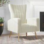 Furnish Lap Accent Armchairs in Metal Legs 1 - White
