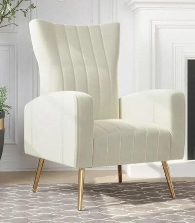 Furnish Lap Accent Armchairs in Metal Legs 1 - White