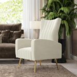 Furnish Lap Accent Armchairs in Metal Legs 3 - White