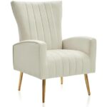 Furnish Lap Accent Armchairs in Metal Legs 4 - White