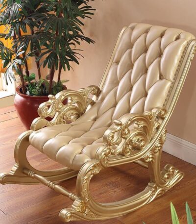 Furnish Lap Hand Carved Rocking Chair in Golden 2