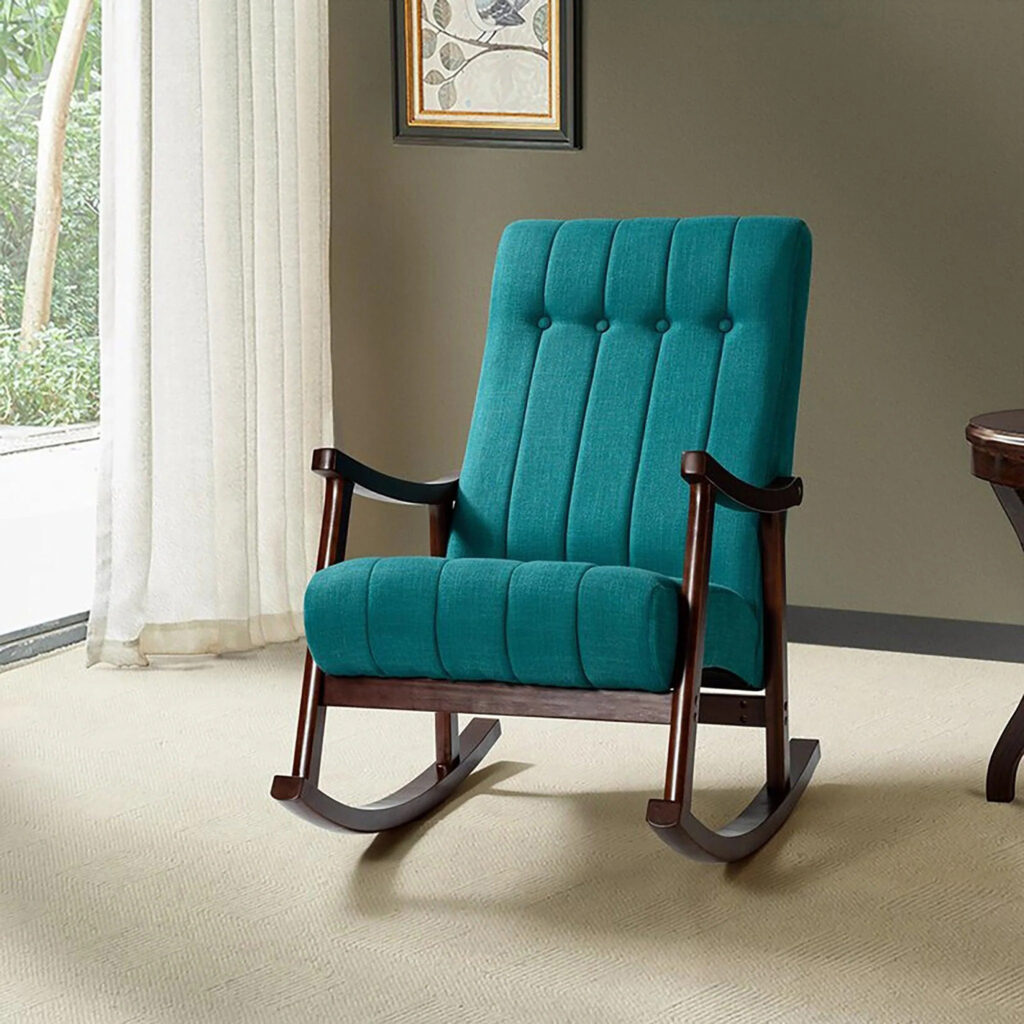 Furnish Lap Risco Rocking Chair With Button Tufted Back ( Teal)