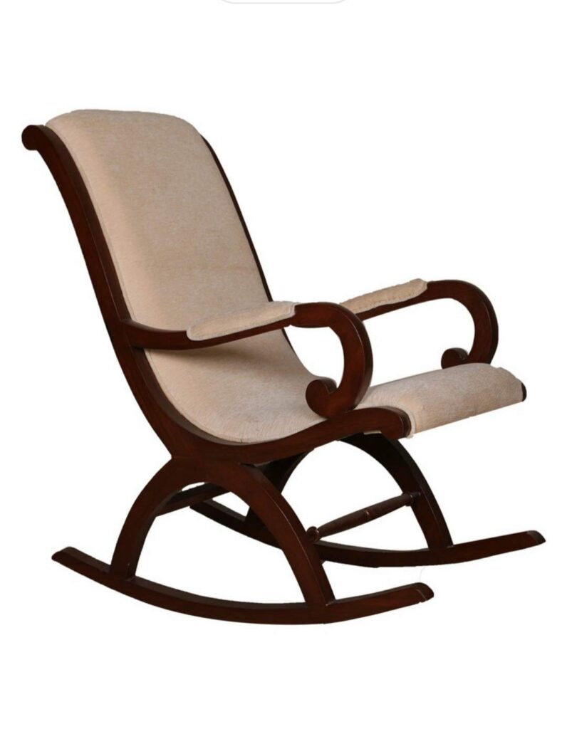 Furnish Lap Teak Wood Traditional Rocking Chair - ( Cream Color)