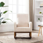 Furnish Lap Wooden Glider Rocking Chair(Beige Color )