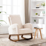 Furnish Lap Wooden Glider Rocking Chairs(Beige Color)