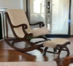 Furnish Lap Wooden Rocking Chair with Footrest ( Walnut )