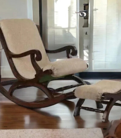 Furnish Lap Wooden Rocking Chair with Footrest ( Walnut )