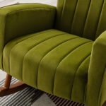 Furnish Lap Wooden Velvet Accent Rocking Chair ( Green)