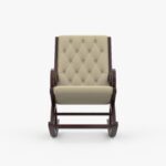 Furnish Lap - Solid Sheesham Wood Leatherate Rocking Chair for Adults for Living Room Cream 1