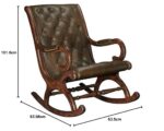 Bascule Élégance Leatherette Rocking Chair in Teak Wood with Premium Finish